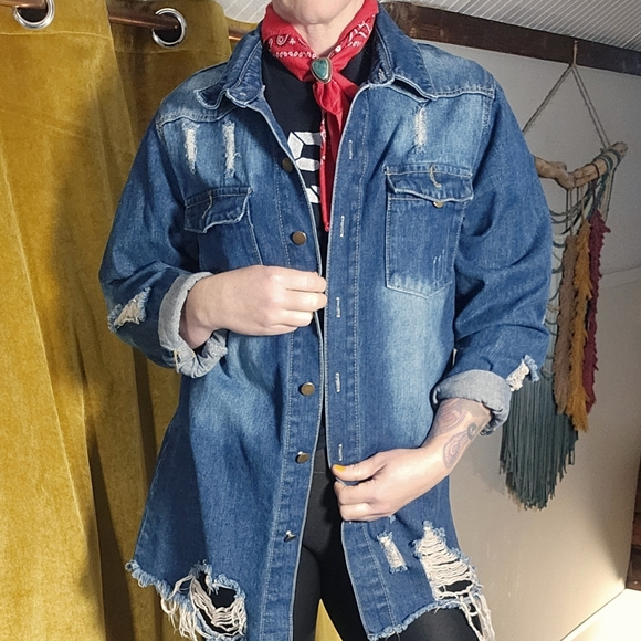 Distressed Denim Jacket - Picture 3 of 13